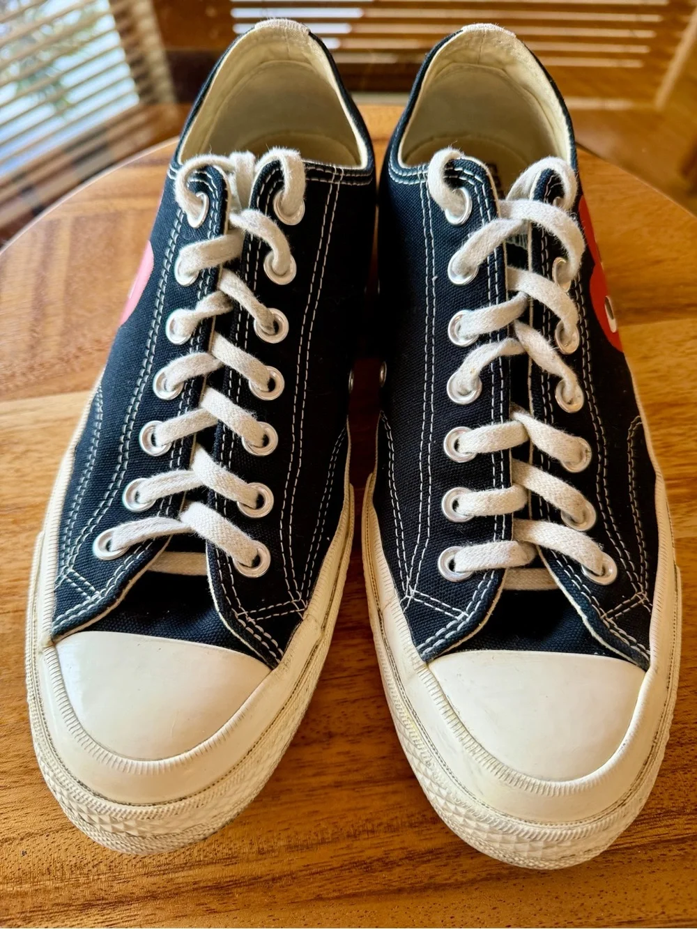 Converse Kids Black Low-Top Sneakers with Red Heart Logo